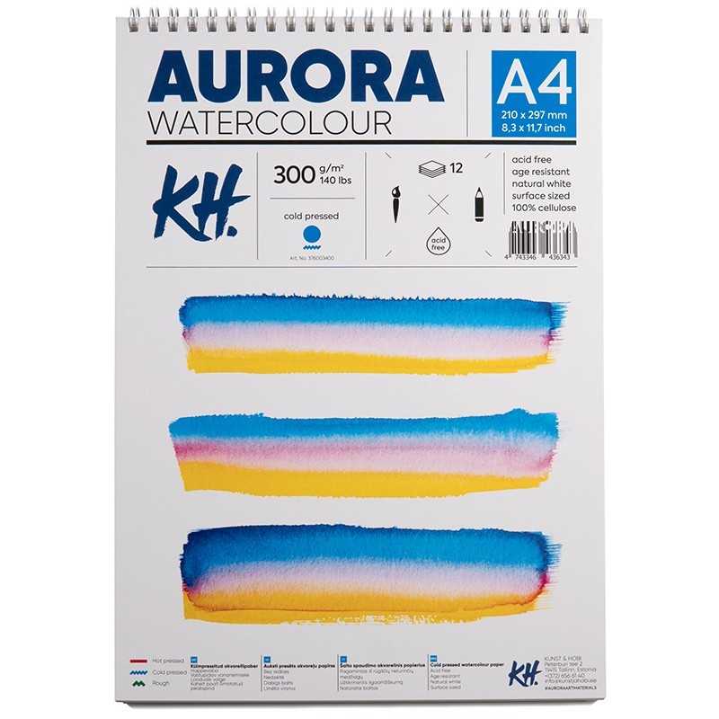 Blok do akwareli AURORA Cold Pressed 300g/m2 A4 na spirali - 376003400 - foto.1