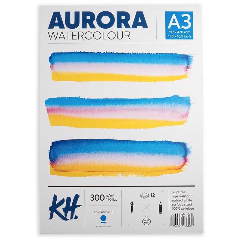 Blok do akwareli AURORA Cold Pressed 300g/m2 A3 klejony - 376001300 - foto.1