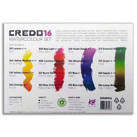Zestaw farb akwarelowych Credo 16 kolorów - 32969016 - foto.2