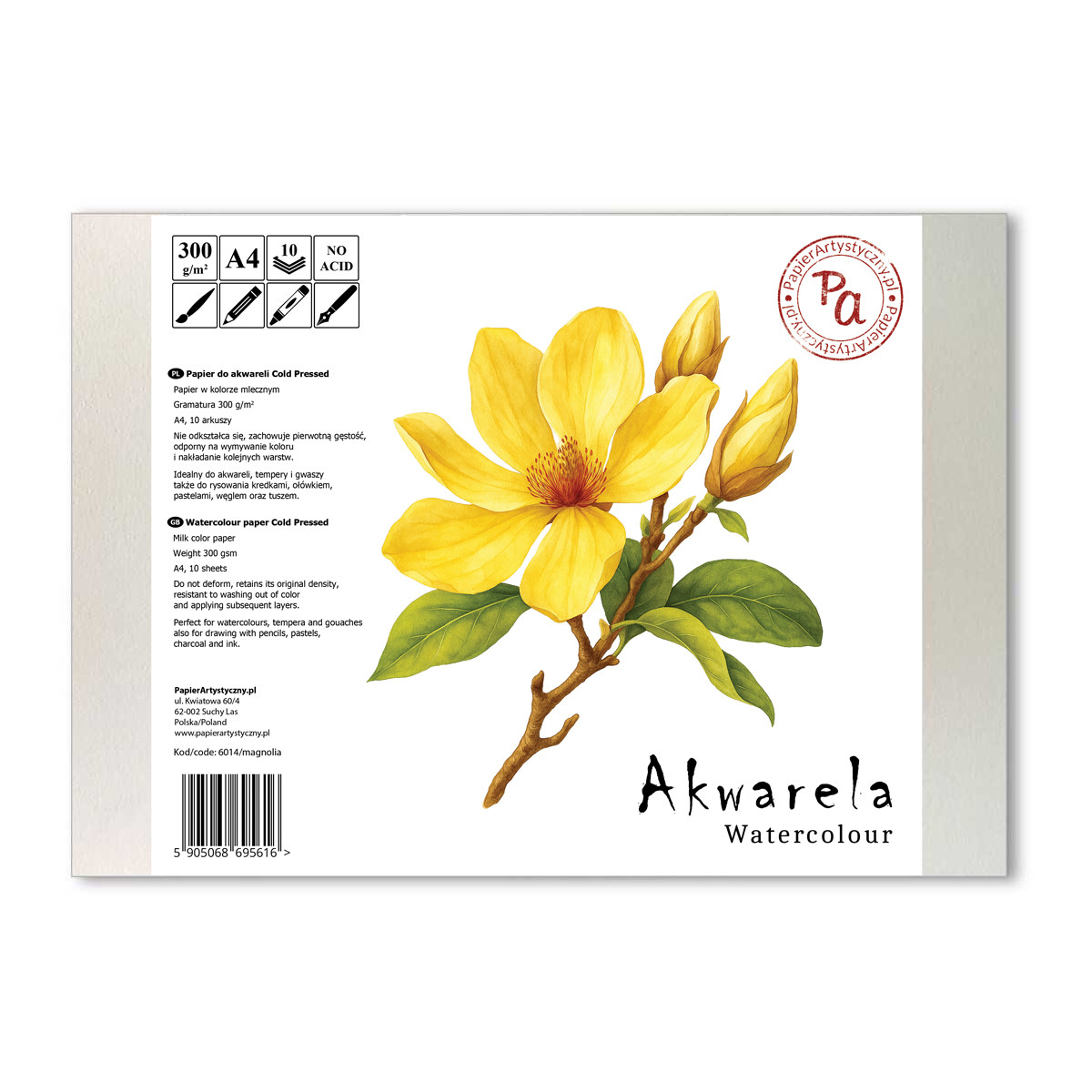 Papier do akwareli Cold Pressed Magnolia 300g/m2 A4 10 ark. PapierArtystyczny.pl - 6014/magnolia - foto.1