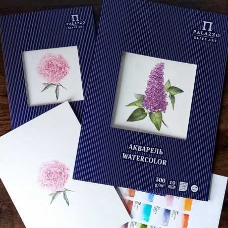 Papier do akwareli PALAZZO "Piwonia" w teczce 300g/m2 A4 - P-1722 - foto.3